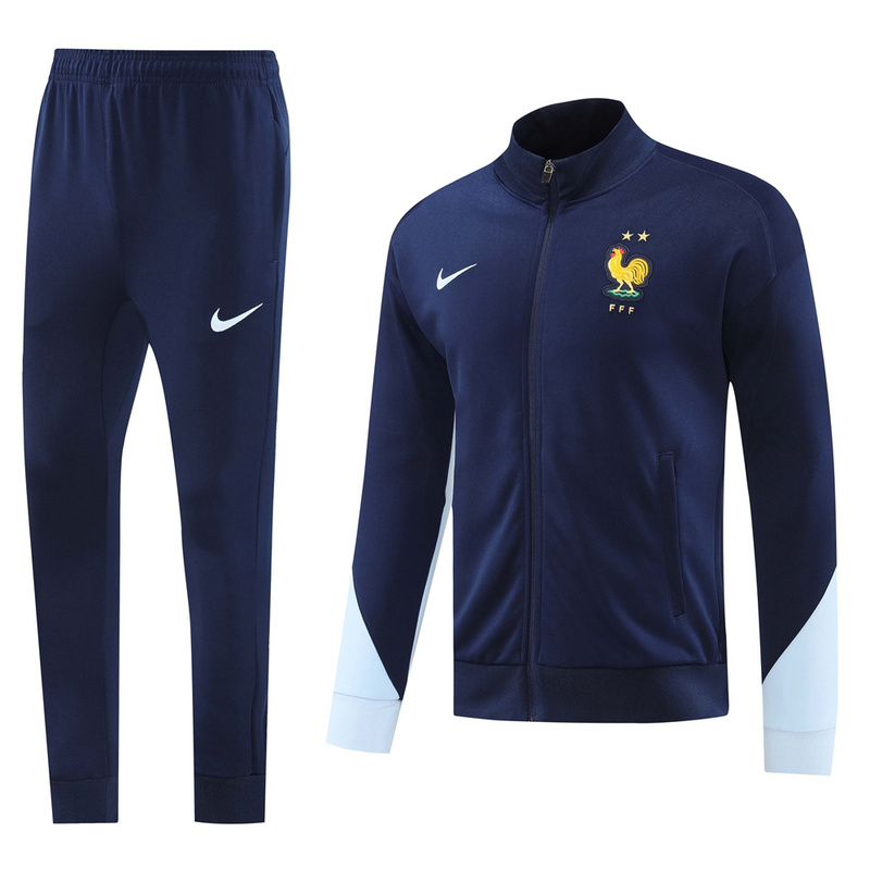 AAA Quality France 24/25 Tracksuit - Navy Blue/Light Blue